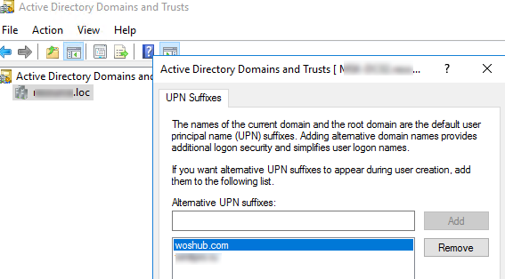 add alternate UPN suffix in AD