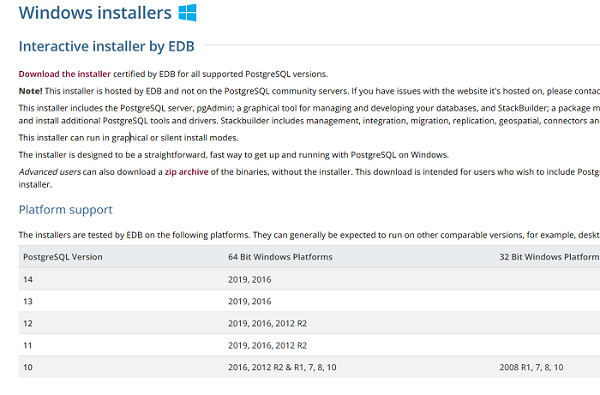 download postgresql server installer