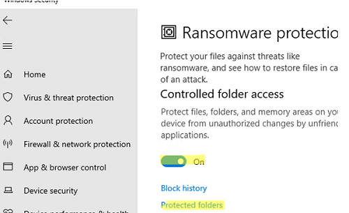 Enable Controlled Folder Access on Windows to protect against ransomware 