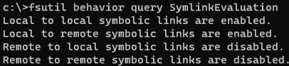 fsutil behavior query SymlinkEvaluation