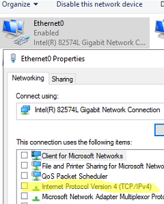 IPv4 disabled in properties of NIC team member adapters