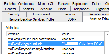 msExchDelegateListLink and msExchDelegateListBL exchange attributes