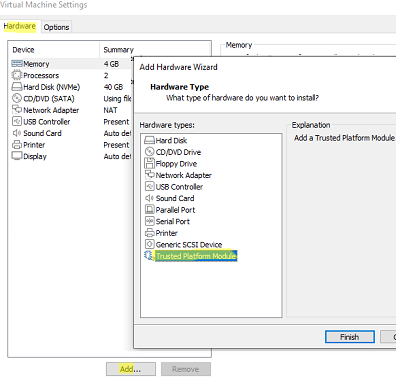 vmware workstation add virtual Trusted Platform Module