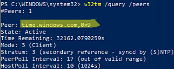 w32tm /query /peers - check time sync settings