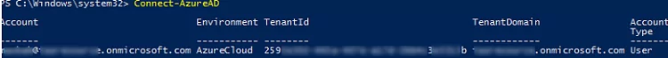 Connect-AzureAD tenant using powershell module