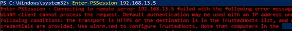 Enter-PSSession by IP address - The WinRM client cannot process the request - use HTTPS transport or add the destination to the TrustedHosts list