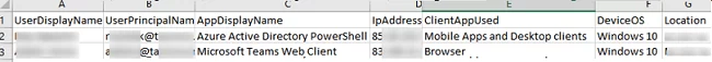 excel azure user activity report