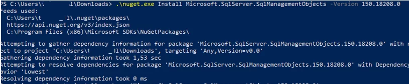 nnuget install Microsoft.SqlServer.SqlManagementObjects module