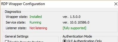 rdp wrapper not listening