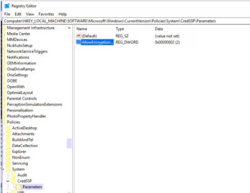 registry parameter AllowEncryptionOracle 