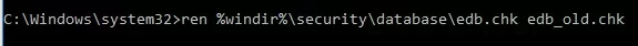 reset security database: edb.chk