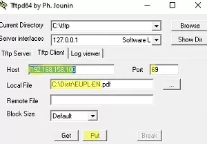 using tftpd64 client